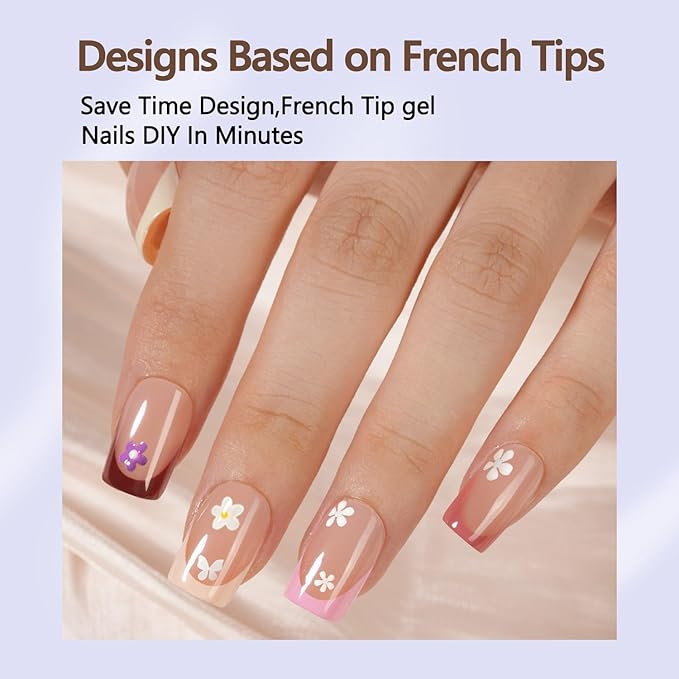 Misssix French Tip Press On Nails, 160Pcs French Gel Nail Tips Short Square, Soft Gel Fake Nails, X-BASIC Tips Starter Kit for Nail Art DIY 16 Sizes