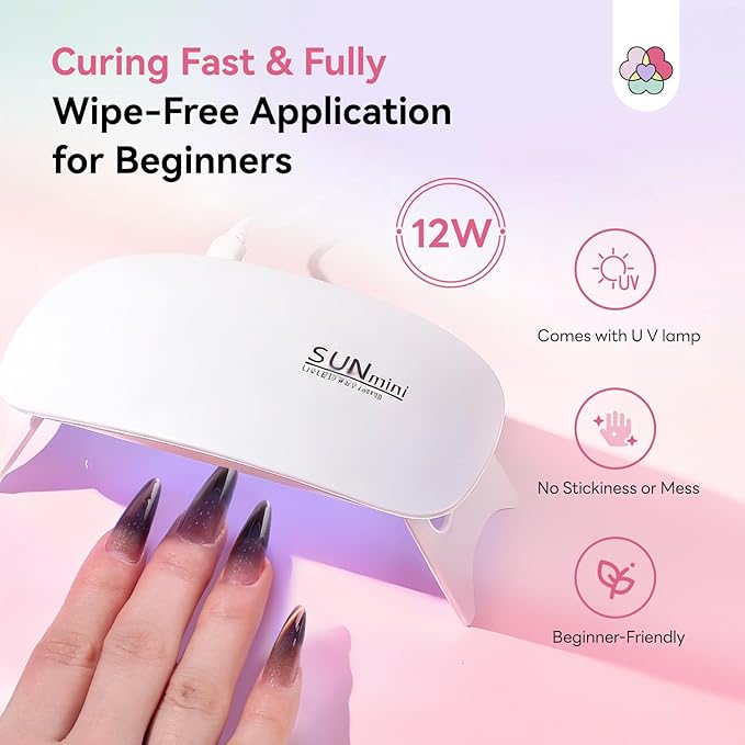 SAVILAND Hema-Free Poly Extension Gel Nail Kit: 15 Colors Poly Gel Nail Kit for 4 Weeks Lasting, White Jelly Nude Brown Glitter Cat Eye with Slip Solution U V Lamp for Nail Art Home Salon Daily DIY