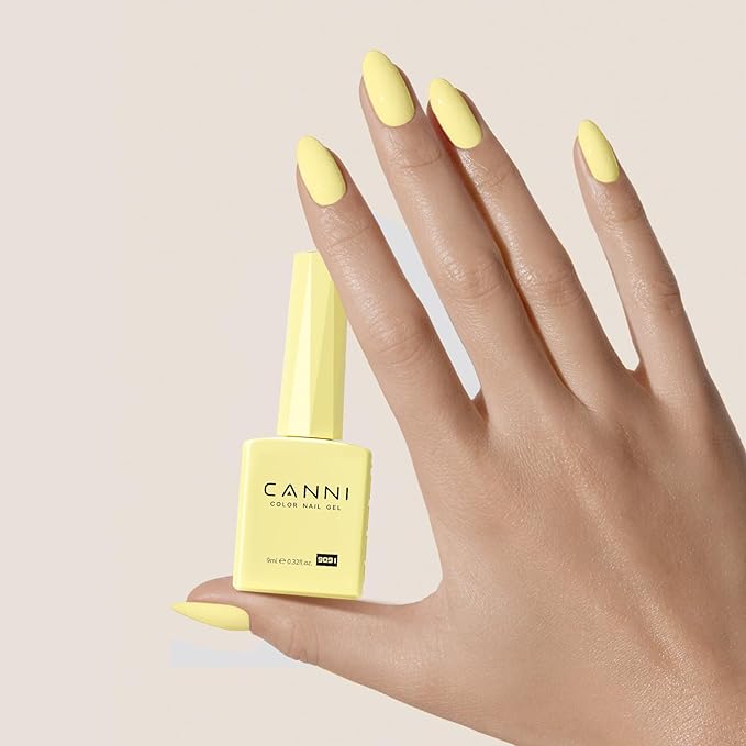 CANNI Yellow Gel Nail Polish, 1Pcs Light Yellow Gel Polish Bright Pastel Color High Gloss Soak Off U V Nail Manicure Salon DIY