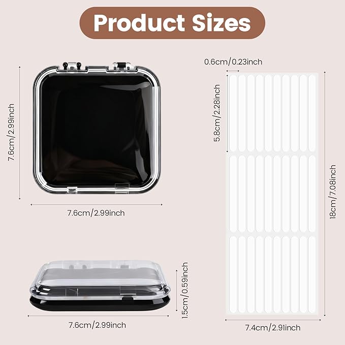 15 Pcs Press On Nail Packaging Box Press on Nail Storage Box for Press Ons with 90 Pcs Adhesive Double Sided Tape for Fake Nail Storage Case Nail Display Nail Salon Supplies (Black)