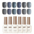 GAOY Blue Gel Nail Polish Set, 6 Colors Dark Gray, UV Light Cure Gel Polish for Nail Art DIY at Home