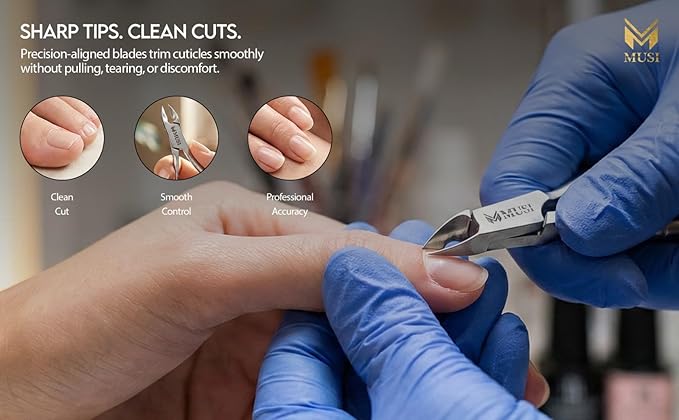 MUSI Cuticle Cutter & Nail Cutter- Durable, Stable & Super Sharp Stainless Steel, Precision Jaw Dead Skin Remover for Fingernails & Toenails, Manicure & Pedicure