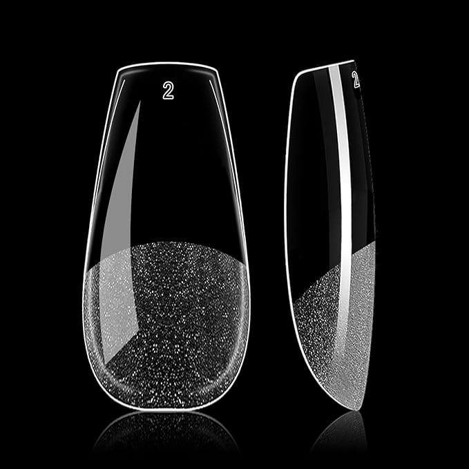Short Ballerina False Nail tips-Half matte nail extension tips kit full cover nail tip kit press on 12 sizes 600pcs pre-shaped nail tips set false nail tips kit for nails Salon Or Home DIY
