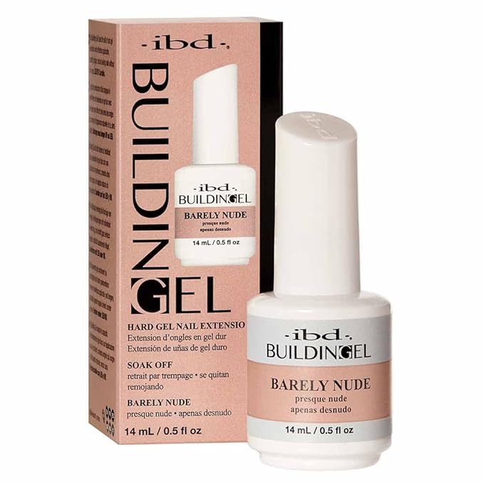 IBD Building Gel, Hard Gel Nail Extension, Barely Nude, Soak-Off, Nail Builder Strengthener, 0.5 fl oz