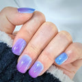 Press On Nails Set, 2026 Spring Summer Collection, Sweet Purple Grape Gradient Ombre Fake Nails, Glossy Short Square False Nails with Adhesive Tabs (24PCS)