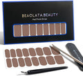 Nail Polish Strips, 32PCS Salon Quality Wraps, Long Lasting Gel Nail Stickers for Women Easy Apply& Remove (Taupe Brown)