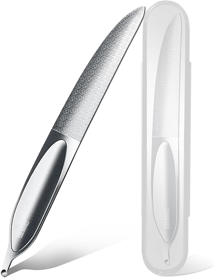 Curved Nail File, Toenail File for Thick Toenails, 4.9inch Double Sided Metal Nail File, Stainless Steels Toe Nail Files for Thick Nails, Heavy Duty Fingernail File for Men and Woman