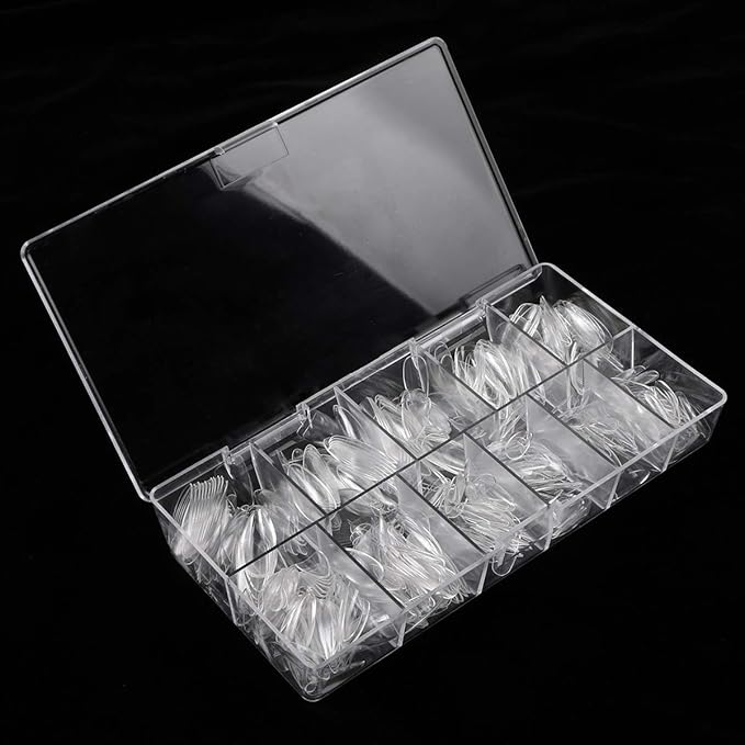 Nail Tips And Glue Acrylic Nails Set - Press On Nails Set 500PCS Short Stiletto Nail Tips Clear Full Cover False Nails Set 5PCS Nail Glues, 1PC Nail File, 1 Pc Cuticle Fork, Sponge Seperator With Case