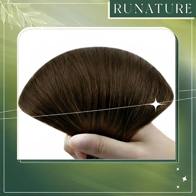 RUNATURE Nano Link Human Hair Extensions Brown Soft Human Hair Nano Bead Extensions Full Ends Nano Ring Extensions Real Human Hair Straight Nano Hair Extensions 16 Inch 50 Gram 50 Strands