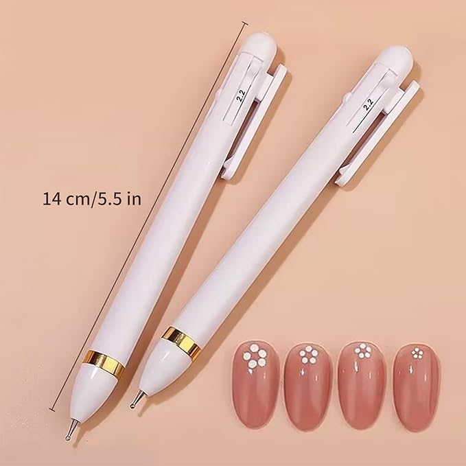 HJ Nail Dotting Pen Ballpoint Design Nail Art Kit with Tip Dot Paint, White-NAT248