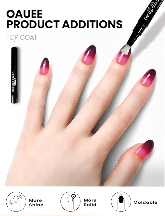 Semi Cured Gel Nail Strips | Built-In Gel Top Coat | UV Light Required | Salon Quality, Easy Application And Removal (Ethereal Fuchsia）