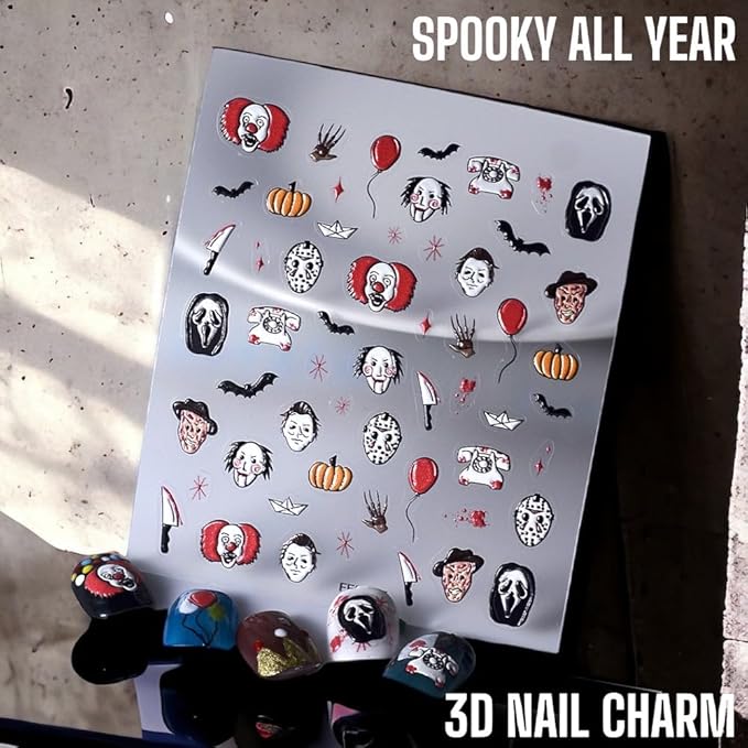 KOZUKI Anime Brand 5D Waterproof Halloween, Anime Nail Stickers Decals (Killer)