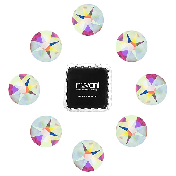 Novani 144pcs Crystal AB Rhinestones Flat Back Round Rhinestone Style 2088 Sparkly Crystal Gemstones for Nail Art and Crafting,SS30(6.4-6.6mm