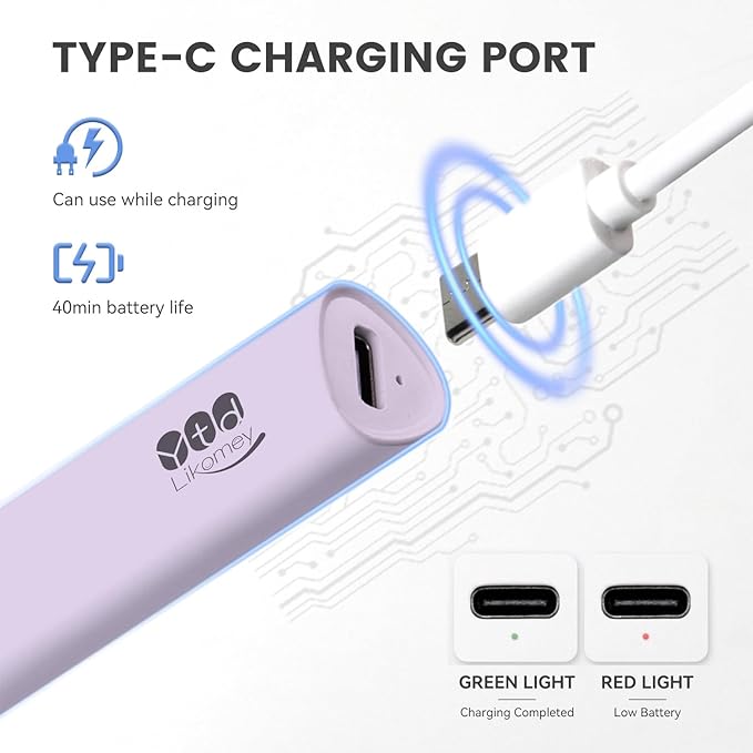YTD Likomey Handheld UV LED Lamp for Gel Polish,Purple Quick Dry Mini Nail Light with Folding Bracket, Portable Cordless Rechargeable for Fast Curing UV Nail Glue Builder Extension Gel