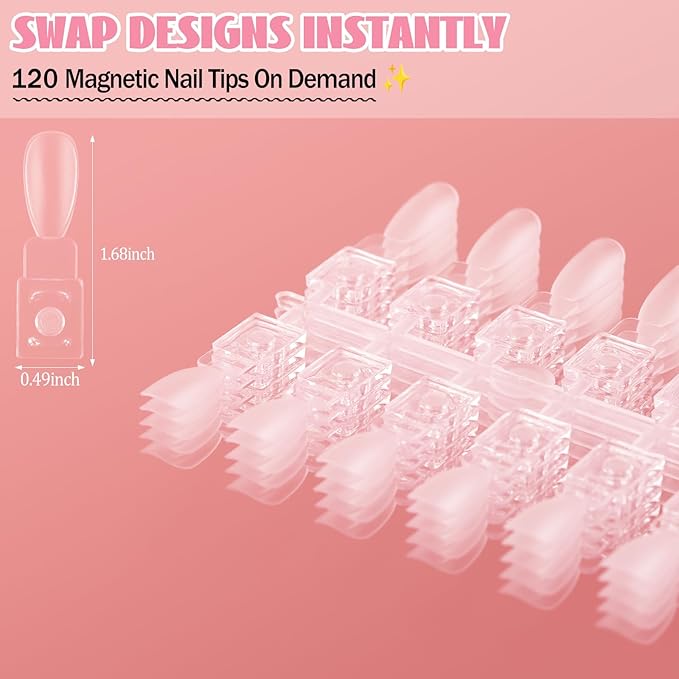 120 Pcs Magnetic Nail Color Display Tips Clear Acrylic for Nails Color Display Book Nail Art Design Pattern Practice and Professional Nail Display (All Magnetic Nail Swatch Books)