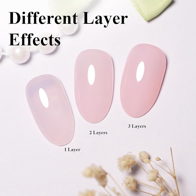 Imtiti 10ml Jelly Pink Gel Nail Polish Long Lasting Soak Off UV Led Light Pink Gel Polish Salon DIY at Home Gift for Women 1Pcs