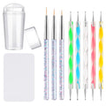 Kalolary Silicone Nail Stamper Set, French Tip Nail Stamp Jelly with Scraper, 3PCS Nail Detail Brush Set Nail Art Brush Pen, 5PCS Nail Dotting Pen, French Tip Nails Art Design Manicure Tools