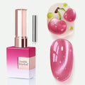 Double Rhythm 0.5 OZ Cat Eye Gel Polish with Magnet 15ML Holographic Glitter Shimmer Translucent Jelly Color Magnetic Nail Polish Salon DIY at Home (Peach Purple-MC1208)