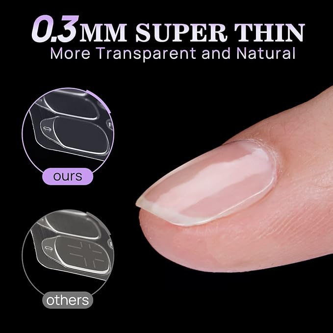 BTArtbox 10 Sheets 15 Sizes Ultra Thin & Waterproof Nail Stickers for Fake Nails, 300PCS Double Sided Jelly Nail Sticky Tabs for Manicure
