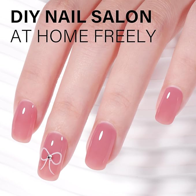 AILLSA Rose Pink Gel Nail Polish Rose Lake Jelly Gel Polish Neutral Sheer Translucent Nude Gel Polish Long Lasting Blush Red Soak Off U V Gel for French Manicure Nail Art at Home 0.51 Oz