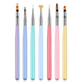 SILPECWEE 7pcs Acrylic Nail Art Brush Set Nail Polish Brushes Nail Design Tools with Extension Gel Brush Polish Brush Carved Brush Nail Art Liner Brushes Manicure Brush Nail Art Tools