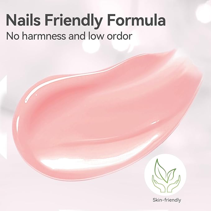 Born Pretty Builder Gel for Nails, 8-in-1 Milky Nude Natural Clear Builder Nail Gel for Apex and Extension Strengthener, Nail GLue Hard Gel Base Rhinestone Glue in a Bottle 15ml