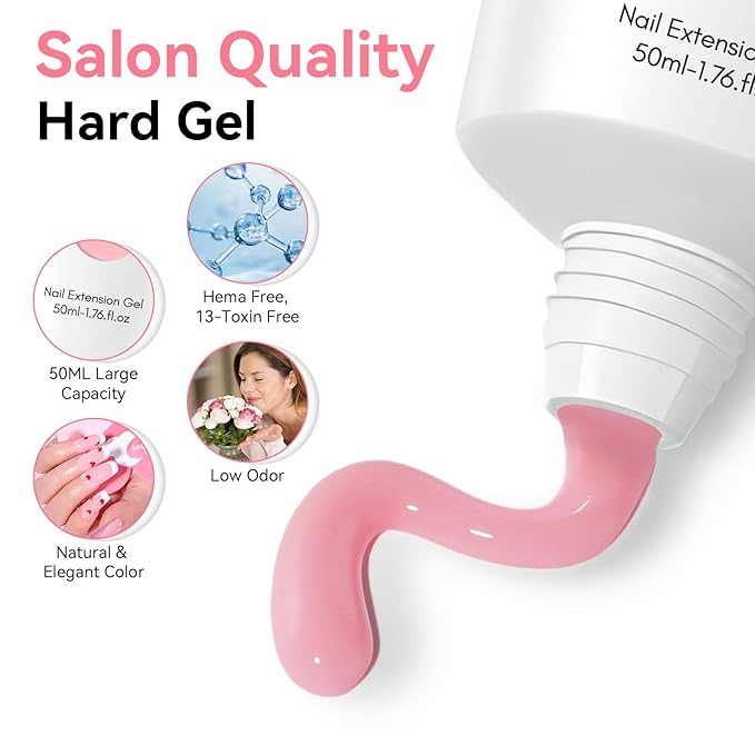 Makartt Hema-Free Poly Nail Gel Natural Pink 50ML Gel Builder for Nail Extension Nail Strengthener Beauty Gift 3D Gels Molder Nail Art Easy DIY at Home Salon