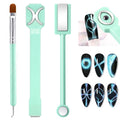 3-in-1 Cat Eye Magnet & French Tip Brush Set, Upgraded Nail Art Tool Kit for Magnetic Gel Polish, with Nail Clean Up Brush for Salon & Home Use (NAT266-Green)