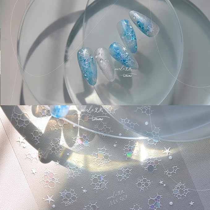 Nail Art Sticker Summer Ripple Nail Decals Reticular Water Wave Ocean Manicure for Women Girls (Water Ripple)
