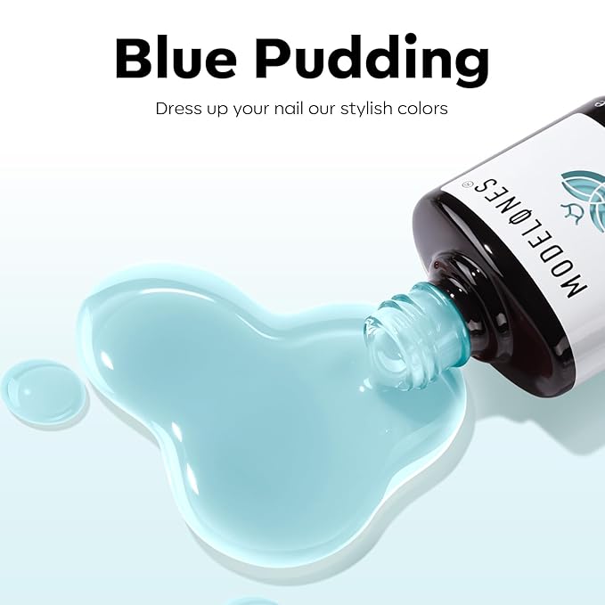 modelones Gel Nail Polish Jelly Baby Blue Rosy Translucent Gel Polish Light Sky Sheer Nails Soak Off LED Nail Lamp Nail Manicure 15 ML