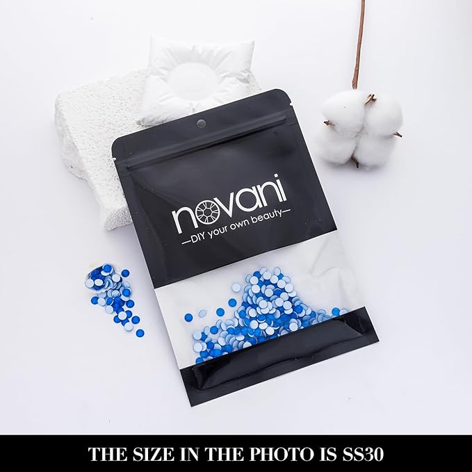 Novani 576 Pieces Flatback Rhinestones Glass Round Gems Neon-Blue Crystals for Nail Art DIY Crafts Clothes Shoes,SS30,6.4-6.6mm