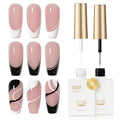 GAOY Gel Nail Polish Art Liner Set, White and Black 2Pcs 12ml Classic Colors Nail Paint Design with Thin Brush, UV Light Cure for DIY French Manicure at Home