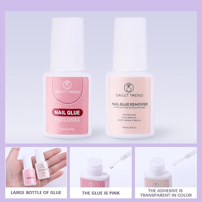 Fake Nail Tips White Clear: Sweet Trend No C Curve Tapered Square Nail Tips for Acrylic Nails - 480Pcs 12 Sizes Extra Long Straight Nail Extension Kit - with Glue Remover & Glue Acrylic Clippers Set