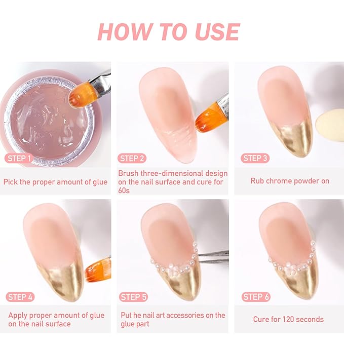 VARNAIL Elastic Gem Gel, No Wipe Stick Gel, Super Sticking Nail Gel Long Lasting Gel, Universal Gem Gel for Rhinestones and Nail Accessories (No Wipe -Jelly 15g)