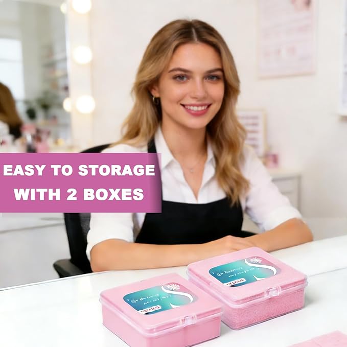 800Pcs Lint Free Nail Wipes for Gel Nails with 2-storage Boxes,SHEERBLISS Pink Nail Polish Remover Wipes Super Absorbent Soft Non-Woven for Nail Polish Remover and Eyelash Extension Wipes for Nail Art