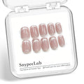 Nude Pink Cat Eye Press on Nails Short Square, French Tip Short Square Glue on Nails for Women Gift, Reusable Soft Gel Press on Acrylic Nail with Designs 30Pcs(Nude Pink2)