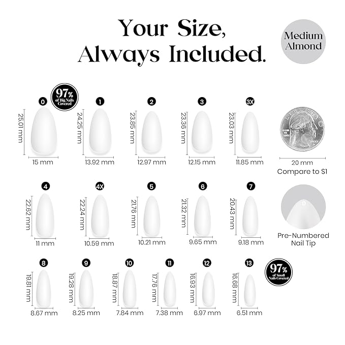 Beetles Natural Milky White Nail Tips | 160PCS, 16 Sizes Medium Almond Nail Tips | Pre-Colored Full Cover Soft Nail Gel Fake Nails | Salon-Gel Look for DIY Manicure