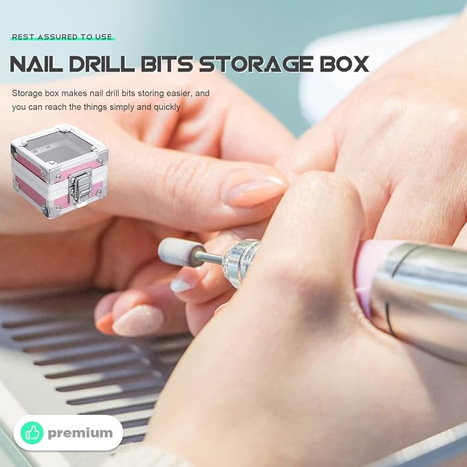 Beaupretty Nail Drill Grinding Bit Holder Box- Drill Bit Case Stand Displayer Acrylic Manicure Grinding Head Display Box