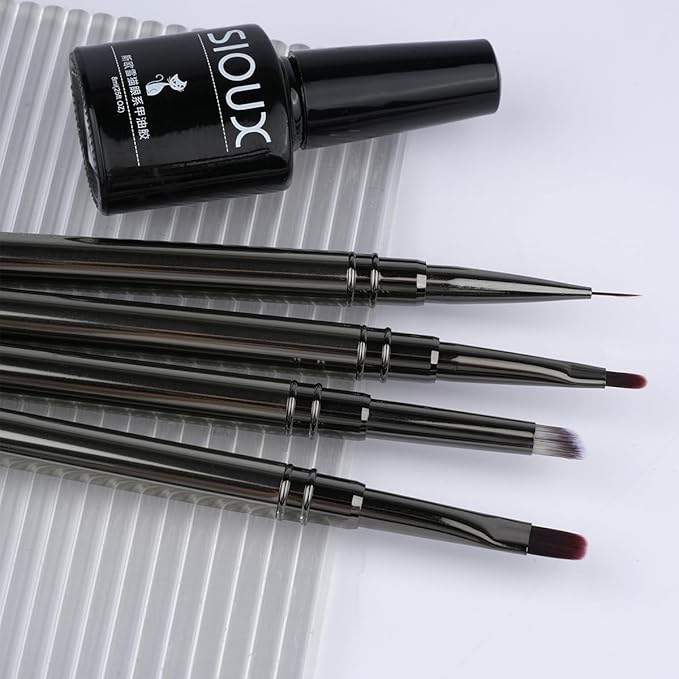 12Pcs Nail Art Brushes, Nail Gel Polish Painting Brush Nail Liner Brush, Nail Brush Gift for DIY Manicure Salon at Home (silver)