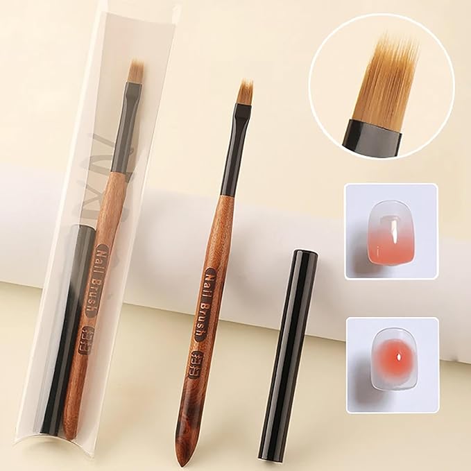 Ombre Nail Brush (Thicken), Precise Gradient & Lace Nail Art Painting Brushes Pen, Acrylic Ombre Brush for Nails, Mahogany Manicure Design Tool for DIY & Salon Gel Polish