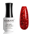 RARJSM Gel Nail Polish Sparkly Red Chunky Shimmer Iridescent Glitter Gel Polish 15ml Holographic Rainbow Effect L e d U V Curing Required Soak off High Pigments for Nail Art Christmas Manicure