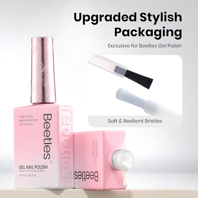 Beetles Milky White Gel Nail Polish - 8ml Hema Free Jelly Natural Nude Gel Polish Nail Concealer Sheer Translucent Effect Soak Off UV Vanilla Milkshake Collection Nail Art Manicure Gift for Women