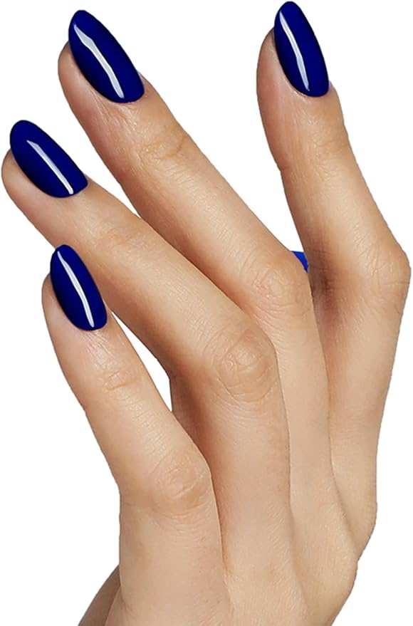 Semi Cured Gel Nail Strips, Dark Blue 20pcs Adhesive UV Sticker, Wraps for Home Manicure DIY