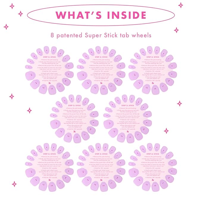 Super Stick Mani Adhesive Tabs Set | No Glue Needed | Use with Olive & June Press-On Nails | Non-Toxic Tabs | Easy On-Off, Non-Damaging | Realest Look | 7-Day Wear