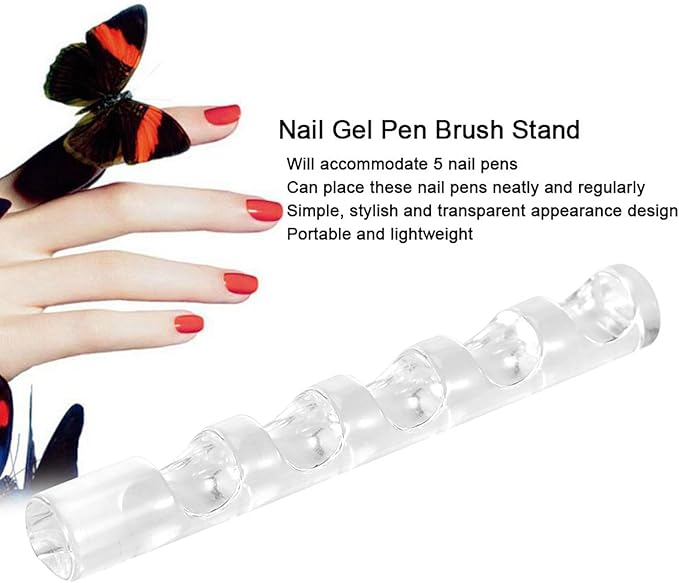 2 Pcs Crystal Bar Pen Holder, Acrylic Nail Art Painting Pen Brush Stand for Drawing Pens, Nail Gel Polish Pen Brush Stand Holder Manicure Tool.