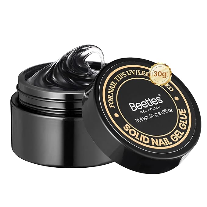 Beetles 30g Solid Nail Glue Gel for Nail Tips Press On Nails, Beginner-Friendly, Clear Hard Gel for Nail Extension & 3D Sculpting Nail Art, UV & LED Cured