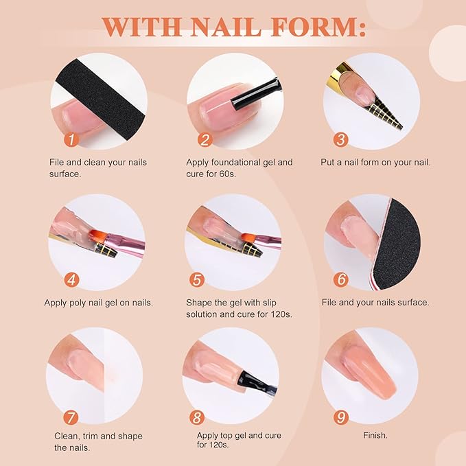 SAVILAND 100ML Poly Nail Extension Gel: Larger Capacity Poly Gel at-Home Easiest Hard Nails Gel Nudes for Starter Long-Lasting Poly Nail Gel Beginner No Lifting Super Durable Gift for Girls