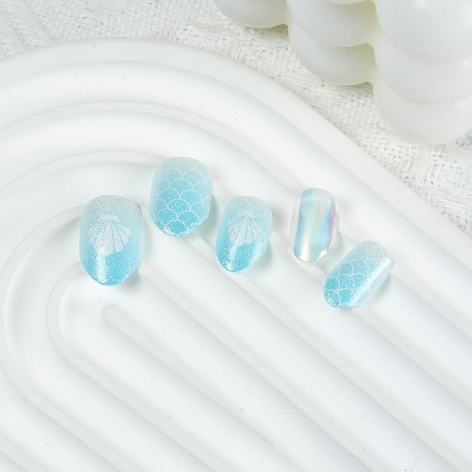 Cute Press on Nails for Kids,Girls Trendy Stuff Fake Nail Kit for Ages 5-12, Pre-glue Glitter Short Acrylic Nail Stick on Nails, Great for Girl Birthday Gifts, Parties&Makeovers Decoration