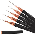 Professional Detail Nail Art Paint Liner Brush Set, 5Pcs Small Polish Design Tech Nail Tip Fine Line Striping Brushes, 25/15/11/9/7Mm Skinny Long Bristle Nails Drawing Pincel Para Uñas (Black)