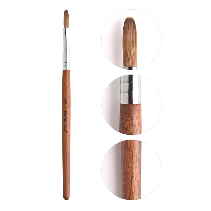 Nail Brush Kolinsky Sable Acrylic Nail Art Brush Professional Red Wooden Nail Brush (6#)